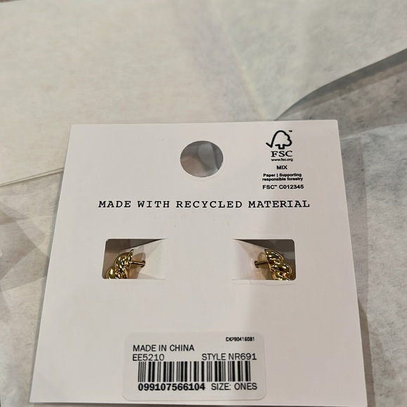 Madewell Gold Chunky Rope Huggie Hoop Earrings/NWT - Picture 5 of 8